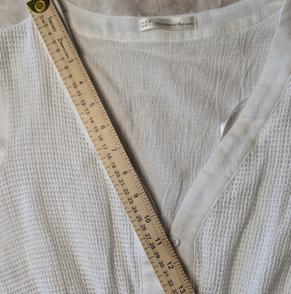 Here Comes The Sun White Ruffle Mini Dress Sz Small - Picture 11 of 12